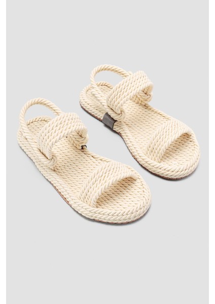 Jeannie Ekru Halat Sandalet Basic