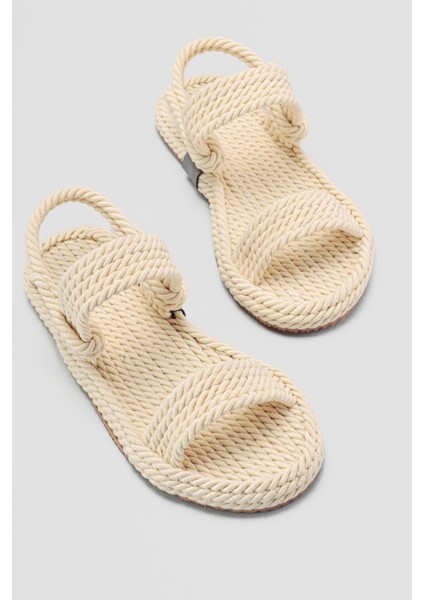 Jeannie Ekru Halat Sandalet Basic indirimleri