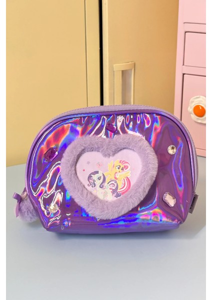 My Little Pony Lisanslı Kalp Şekilli Kozmetik Çantası - Mor