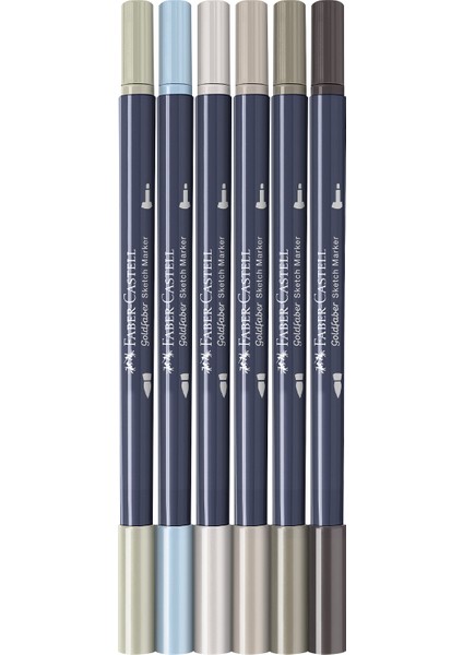 Goldfaber Sketch Marker Seti, Architect, Mimari Projeler İçin, Su Bazlı, Fırça ve Fineliner Uçlu