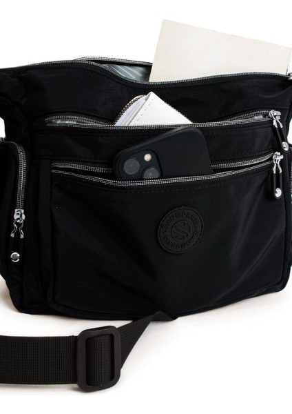 Kadın Çok Gözlü Suya Dayanıklı Paraşüt Kumaş Ayarlanabilir Çapraz Askılı Omuz Çantası