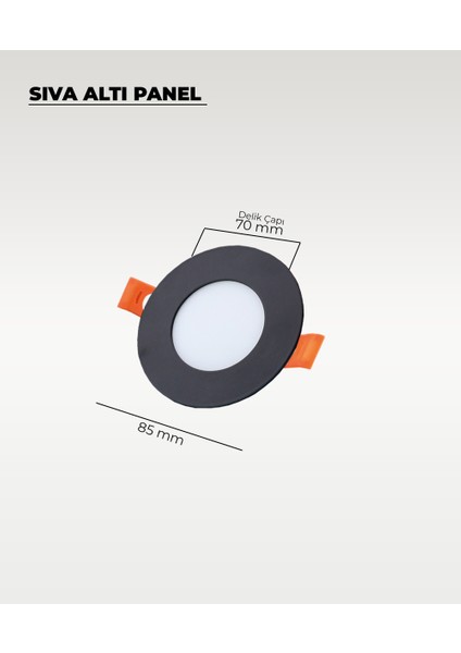 3W Siyah Sıva Altı Yuvarlak Slim LED Panel Beyaz Işık 2 Adet fiyatları