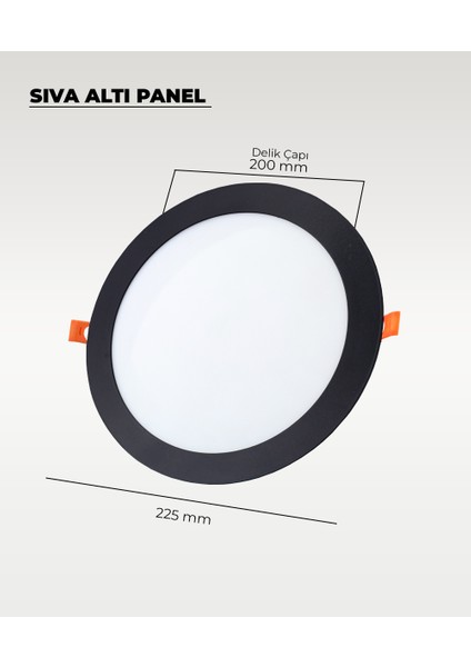 18W Sıva Altı Yuvarlak Siyah LED Panel 4000K (Gün Işığı) fiyatları