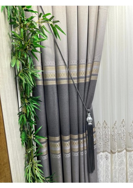 Nivemeshome Samandağ FT614286 V_5403 Gri 1/3 Sık Pileli Fon Perde Apm