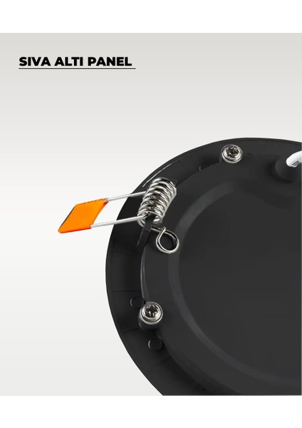 6W Sıva Altı Yuvarlak Siyah LED Panel Beyaz Işık modelleri
