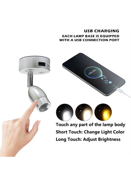 USB Rv Işıkları Iç Okuma Lambası LED Başucu Lambası 3W (Yurt Dışından)