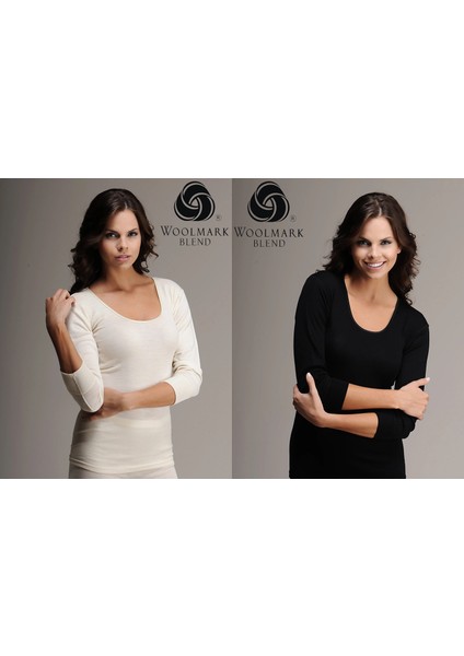 2'li Paket Kadın Ribana Biyeli Yün Uzun Kollu Atlet