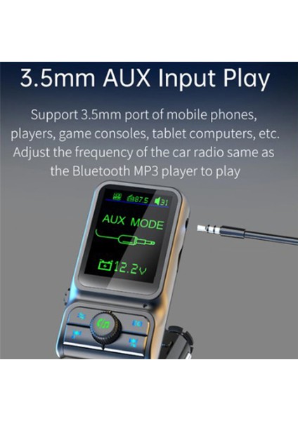 Qc3.0 Hızlı Şarj Araba Bluetooth Mp3 Çalar Fm Verici Hd Ekran (Yurt Dışından) modelleri