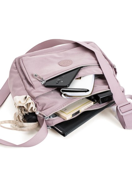 Kadın Çok Gözlü Suya Dayanıklı Paraşüt Kumaş Ayarlanabilir Çapraz Askılı Omuz Çantası