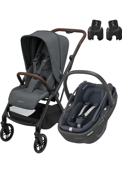 Leona2-Coral 360 Modüler Ana Kucaklı Ultra Kompakt Çift Yönlü Seyahat Sistem Bebek Arabası Essential Graphite