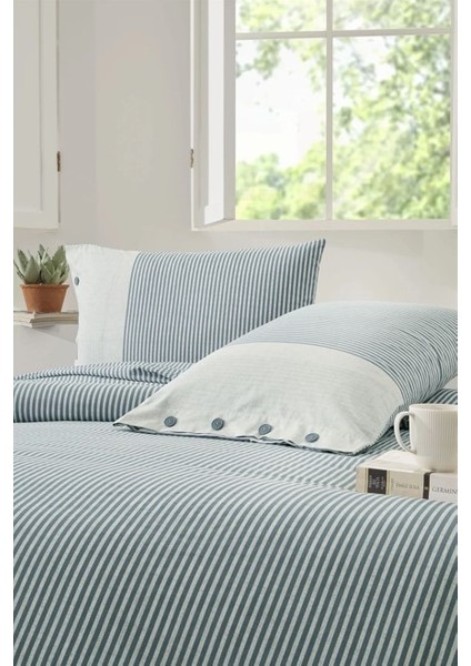 Özdilek Çift Kişilik Ranforce Nev Takımı Natural Line Mavi