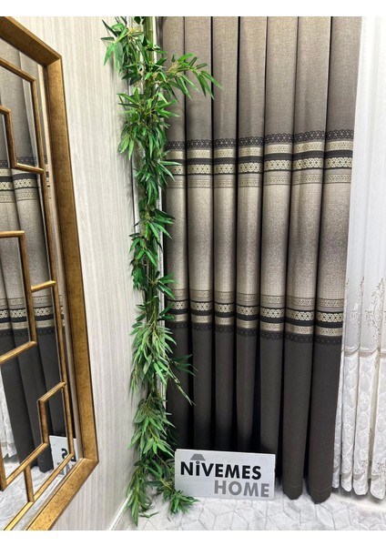 Nivemeshome Samandağ Ft 614286 V_5302 Kahve 1/3 Sık Pileli Fon Perde Apm