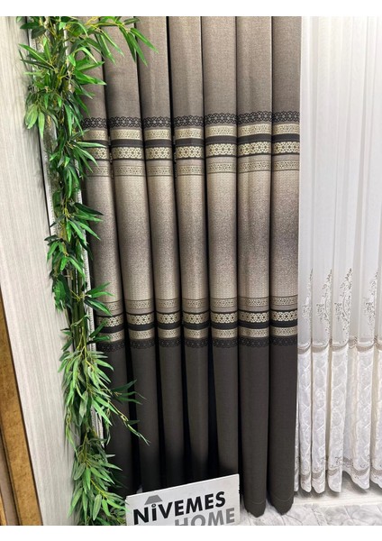 Nivemeshome Samandağ Ft 614286 V_5302 Kahve 1/3 Sık Pileli Fon Perde Apm fırsatları