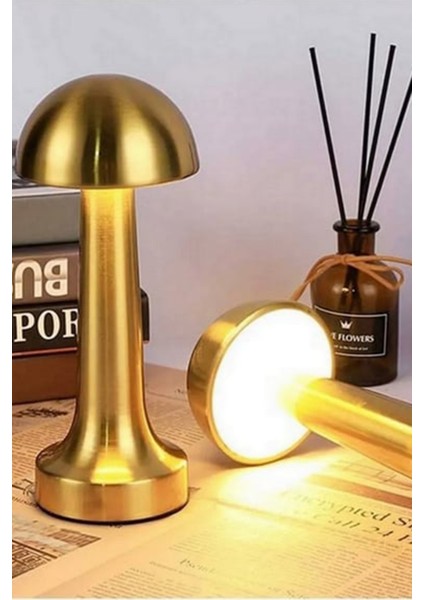 Masa Üstü Lamba LED Işıklı Masa Lambası Mantar Gece Lambası Şarjlı Kafe Ofis Ev Gece Lambası