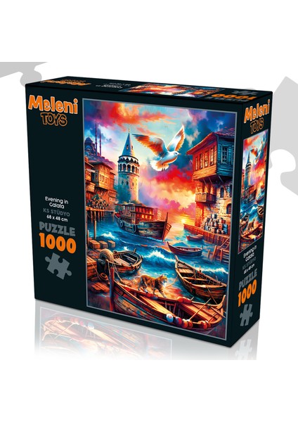 1000 Parça Evening In Galata Puzzle - Galata Kulesi Manzaralı Yapboz 68X48 cm