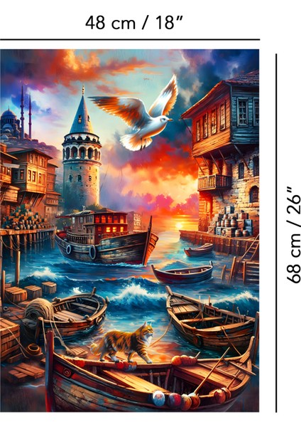 1000 Parça Evening In Galata Puzzle - Galata Kulesi Manzaralı Yapboz 68X48 cm indirimleri