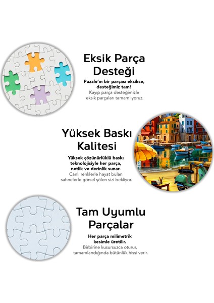 1000 Parça Seaside Town Puzzle - Kasabada Sahil Manzarası Sahil Kasabası Yapboz 68X48 cm