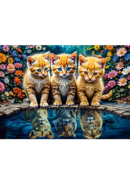 1000 Parça Little Kings Illusions Puzzle - Aslan Kral Kedi Yapboz 68X48 cm fiyatları