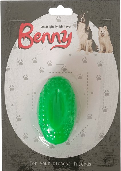 Benny Köpek Oyuncağı Sert Elips Top 8 x 4.5 cm Yeşil