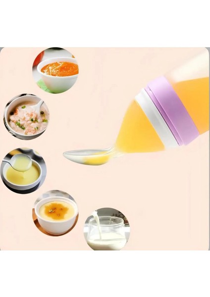 Ek Gıda Başlangıç Kaşığı - Silikon, Hazneli Mama Kaşığı - Biberon Tipi Yenidoğan Besleme Aparatı