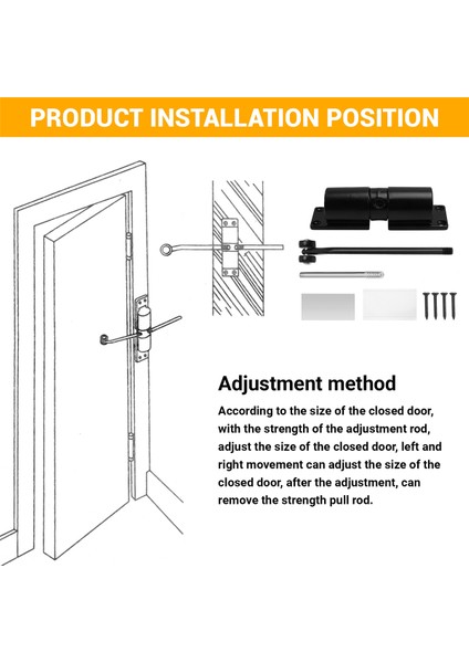 Otomatik Kapı Kapatıcı Ayarlanabilir Ağır Hizmet Tipi Yaylı Kapı Siyah (Yurt Dışından) indirimleri