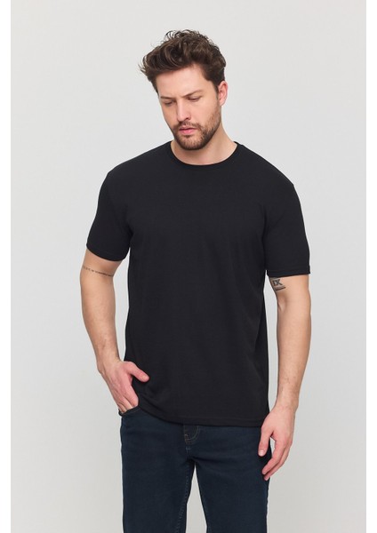 Erkek Pamuk Slim Fit Dar Kesim Bisiklet Yaka Basic Tişört