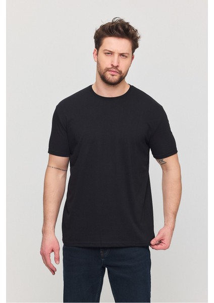 Erkek Pamuk Slim Fit Dar Kesim Bisiklet Yaka Basic Tişört