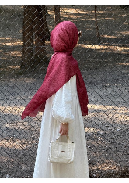 Pamuklu Soft Inci Desen Şal-Bordo