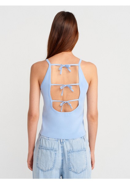 10772 Askılı Fiyonk Detaylı Triko Bluz-Mavi fiyatları