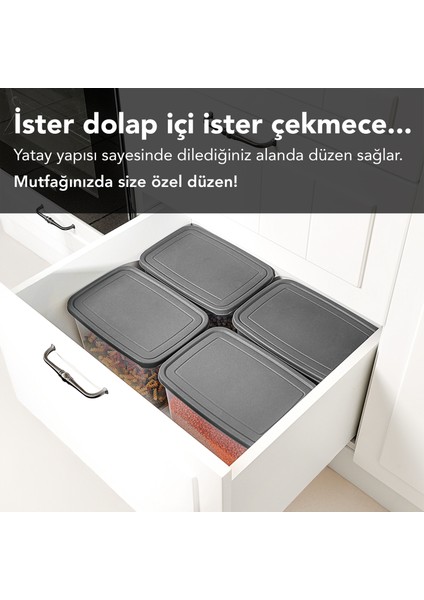 8 Adet Etiketli Derin Erzak Saklama Kabı - Bakliyat Un Kabı Büyük Boy Erzak Kutusu 5300 ml Şeffaf fırsatları