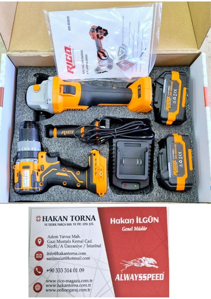 - Rico - Şarjlı Avuç Içi Taşlama Şarjlı Darbeli Matkap Seti 4AH 20V fiyatları