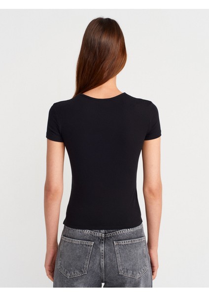 31906 Vücuda Oturan Kısa Kollu T-Shirt-Siyah fiyatları