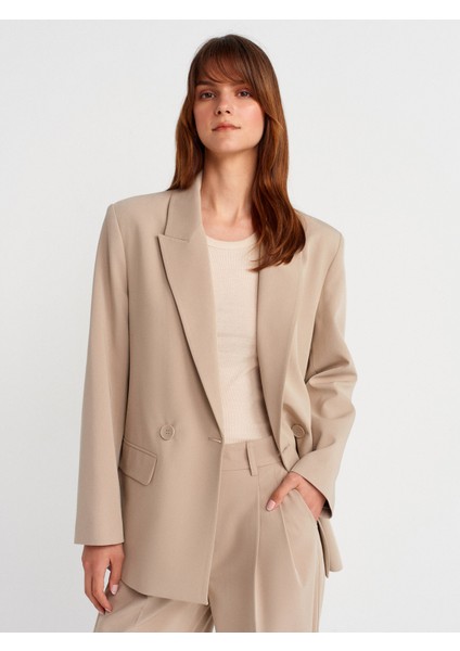 60767 Blazer Ceket-Açık Bej