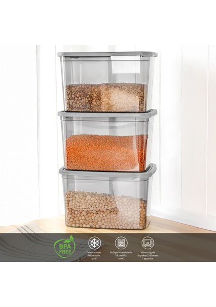 8 Adet Derin Erzak Saklama Kabı - Büyük Boy Gıda Un Bakliyat Kabı Erzak Kutusu Antrasit 5300 ml fiyatları