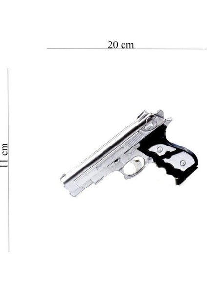 Elite Metalik Parlak Gri Boncuk Atan Tabanca Estetik Görünüş Oyuncak Silah Boncuk Hediyeli 2 Adet Tabanca 1 Adet
