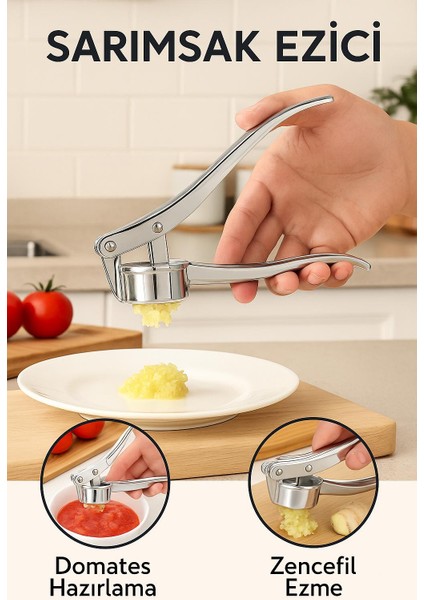 Paslanmaz Çelik Sarımsak Ezici – Çok Amaçlı Pres