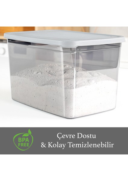 6'lı Mega Boy Deterjan Saklama Kutusu - Dikdörtgen Toz Tablet Deterjan Kutusu Antrasit 5,3 Litre fiyatları