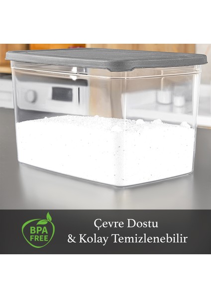 6'lı Mega Boy Deterjan Saklama Kutusu - Etiketli Banyo Tablet Toz Deterjan Kutusu 5,3 Litre Şeffaf fiyatları