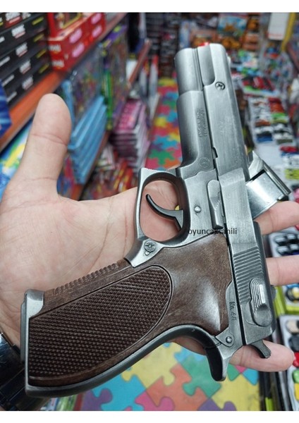 Elite Kapsül Tabanca Dıecast Ful Demır Orijinal Metal Oyuncak Silah 23 cm Spain Made Füme 1 Adet