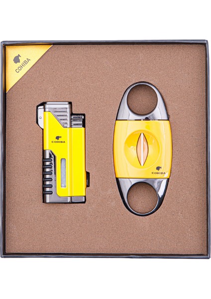 Çakmak Kesici Ikili Sarı - Siyah Puro Seti