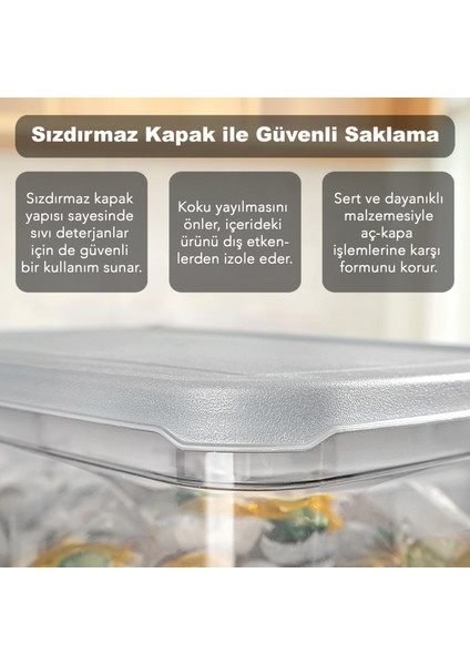 4'lü Mega Boy Deterjan Saklama Kutusu - Dikdörtgen Toz Tablet Deterjan Kutusu Antrasit 5,3 Litre fırsatları