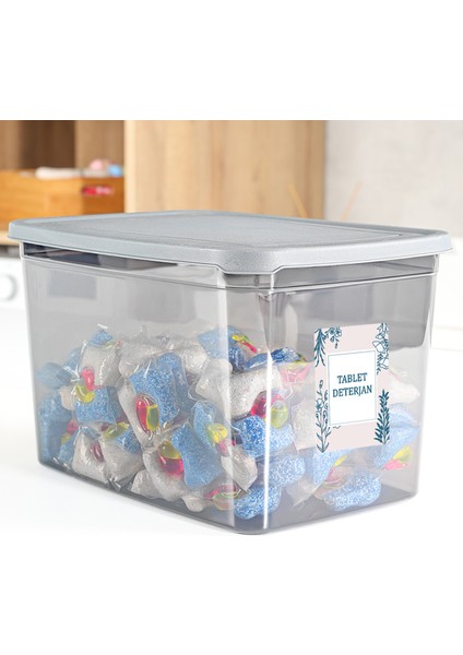 Mega Boy Deterjan Saklama Kutusu - Dikdörtgen Toz Tablet Deterjan Kutusu Antrasit 5,3 Litre