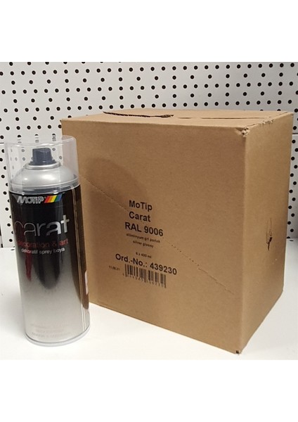 6 Adet Carat Ral 9006 Alüminyum Gri Parlak Sprey Boya 400 ml