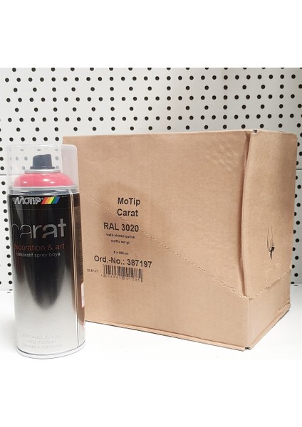 6 Adet Carat Ral 3020 Trafik Kırmızı Parlak Akrilik Boya 400 ml