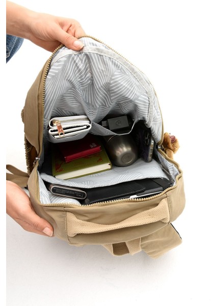 Unisex Suya Dayanıklı Kumaş Laptop Bölmeli Büyük Boy Lacivert Renkli Okul ve Seyahat Sırt Çantası