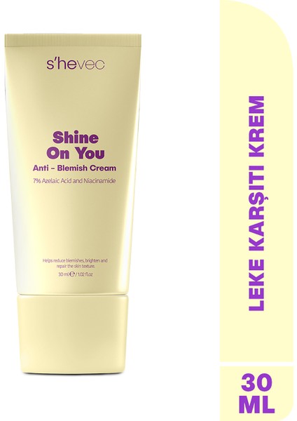 SHINE ON YOU - Azelaik Asit Hassas Ciltler İçin Akne ve Leke Karşıtı Bariyer Koruyucu Krem 30ml