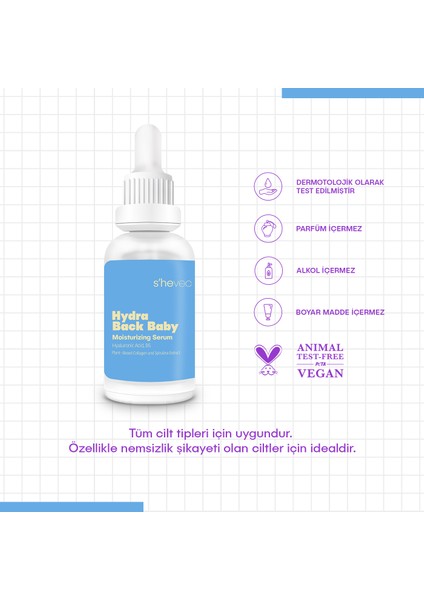 HYDRA BACK BABY - Hyaluronik Asit Yoğun Nemlendirici ve Dolgunlaştırıcı Cilt Serumu 30ml