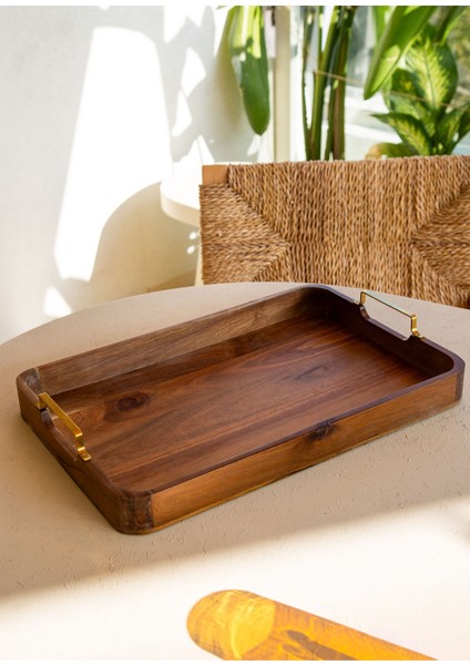 Natura Metal Kollu Akasya Tepsi 45X30 cm fiyatları