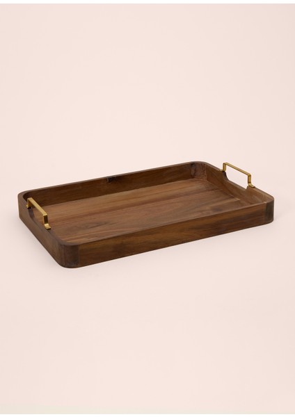 Natura Metal Kollu Akasya Tepsi 45X30 cm indirimleri