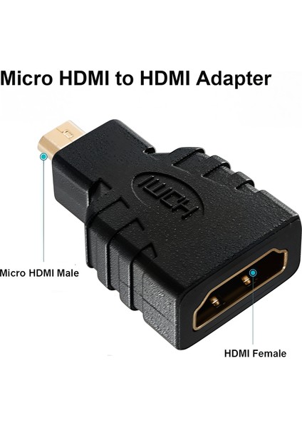 Mikro HDMI to HDMI Dönüştürücü – Micro HDMI HDMI Adaptör Aparat Kamera Tablet Uyumlu